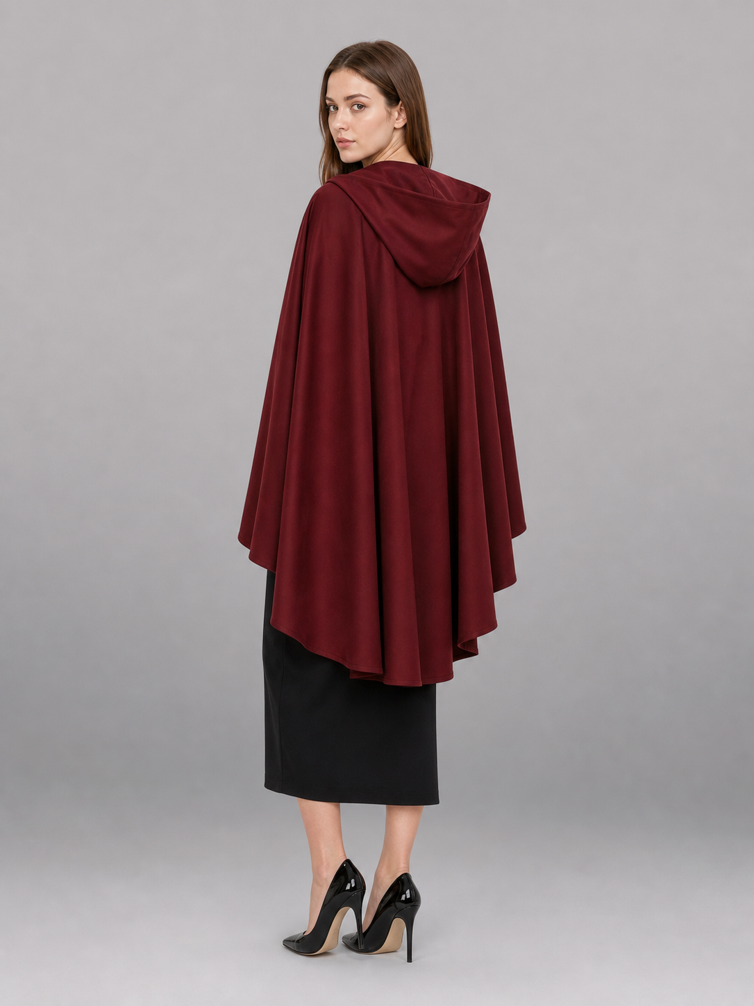 Burgundy Hooded Costume Cloak for Cosplay