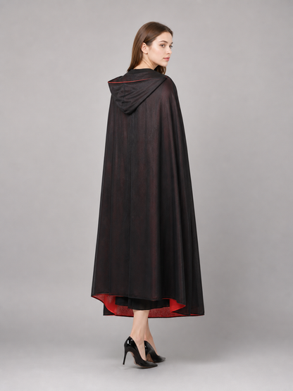 Black and Red Hooded Carnival Cloak
