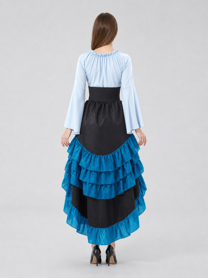 Gothic Corset Dress with Ruffles and Train