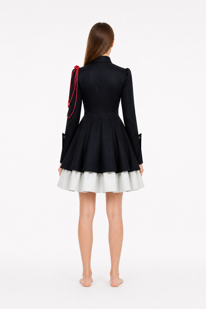 Gothic Double-Breasted Dress with Long Sleeves back view
