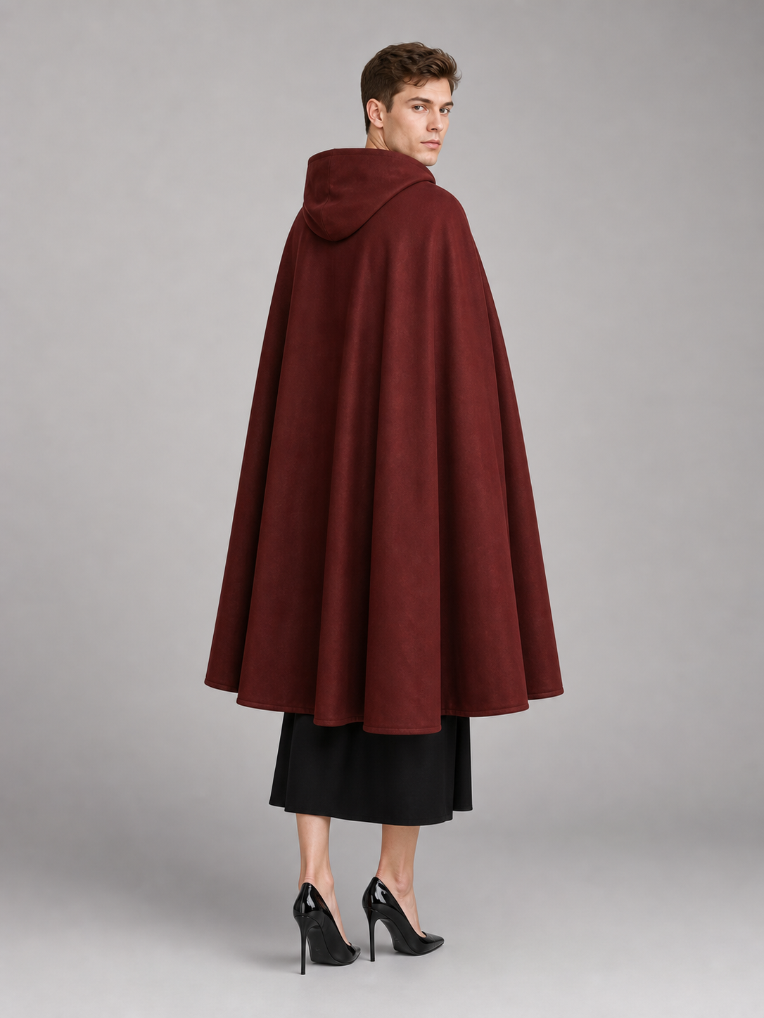 Burgundy Hooded Carnival Cloak for Cosplay