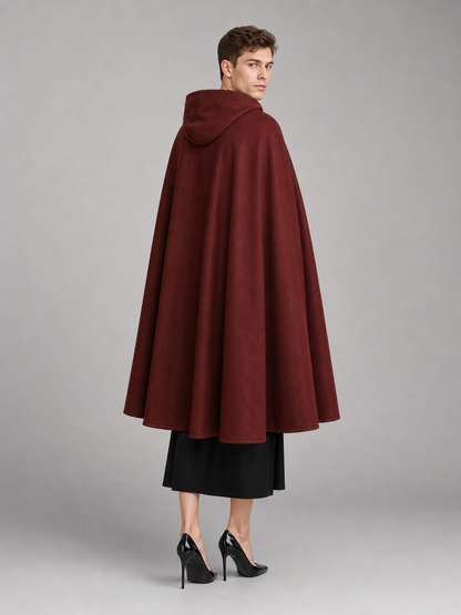 Burgundy Hooded Carnival Cloak for Cosplay
