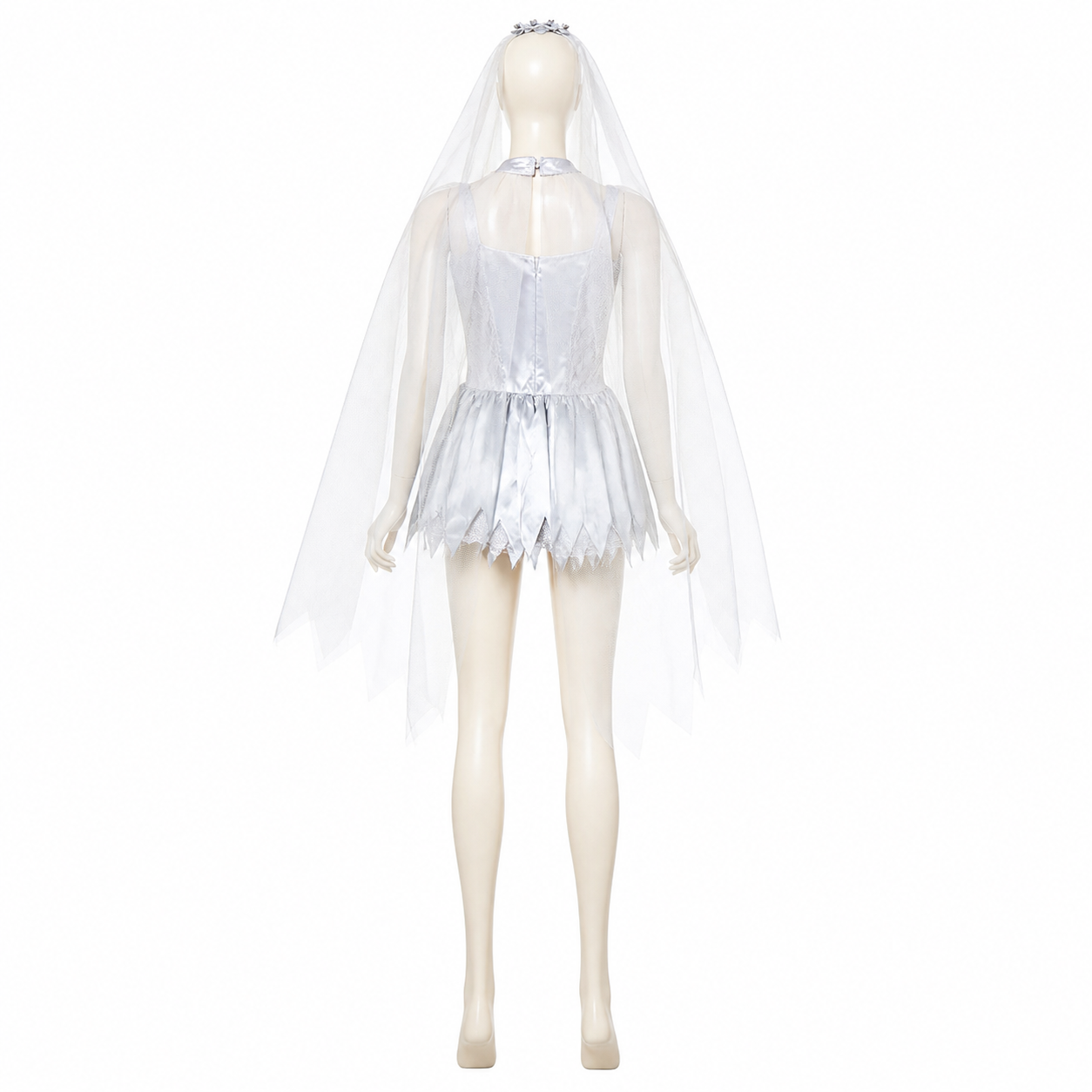 Stage Costume with Veil and Lace Hem back view