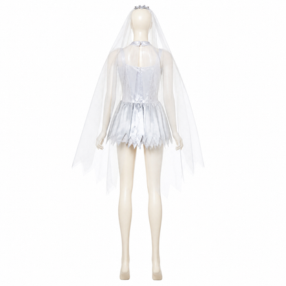 Stage Costume with Veil and Lace Hem back view