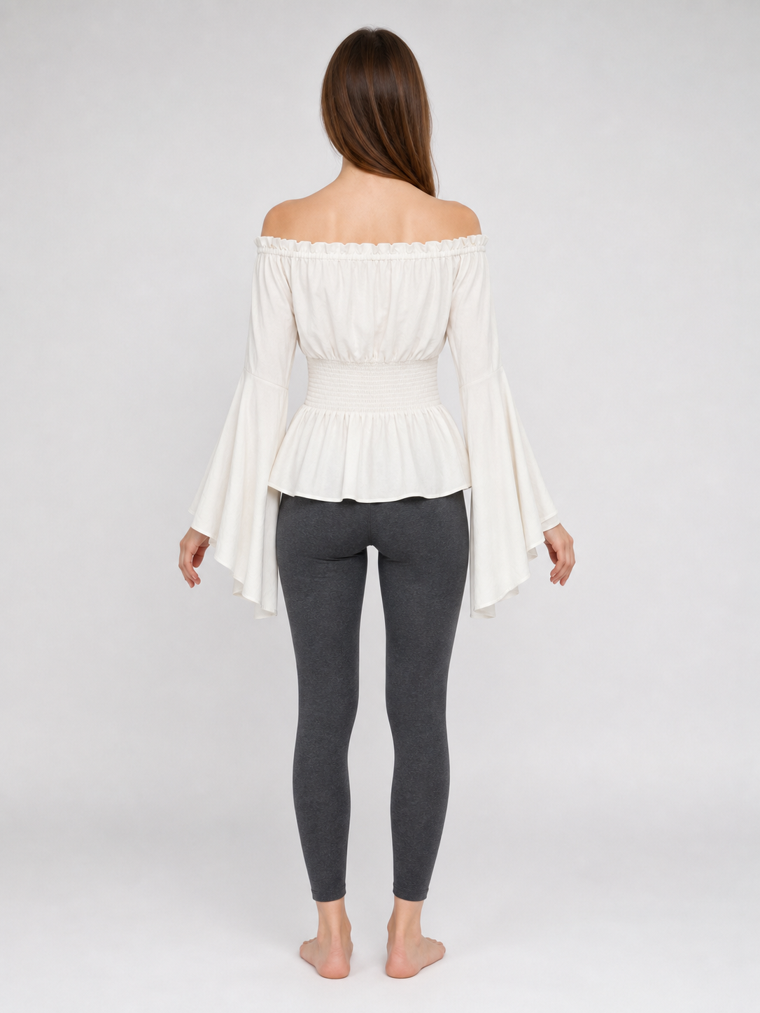 Off-the-Shoulder Blouse with Flared Sleeves