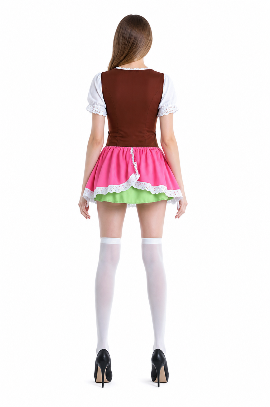 Short Tiered Dress with Lace and Lacing back view