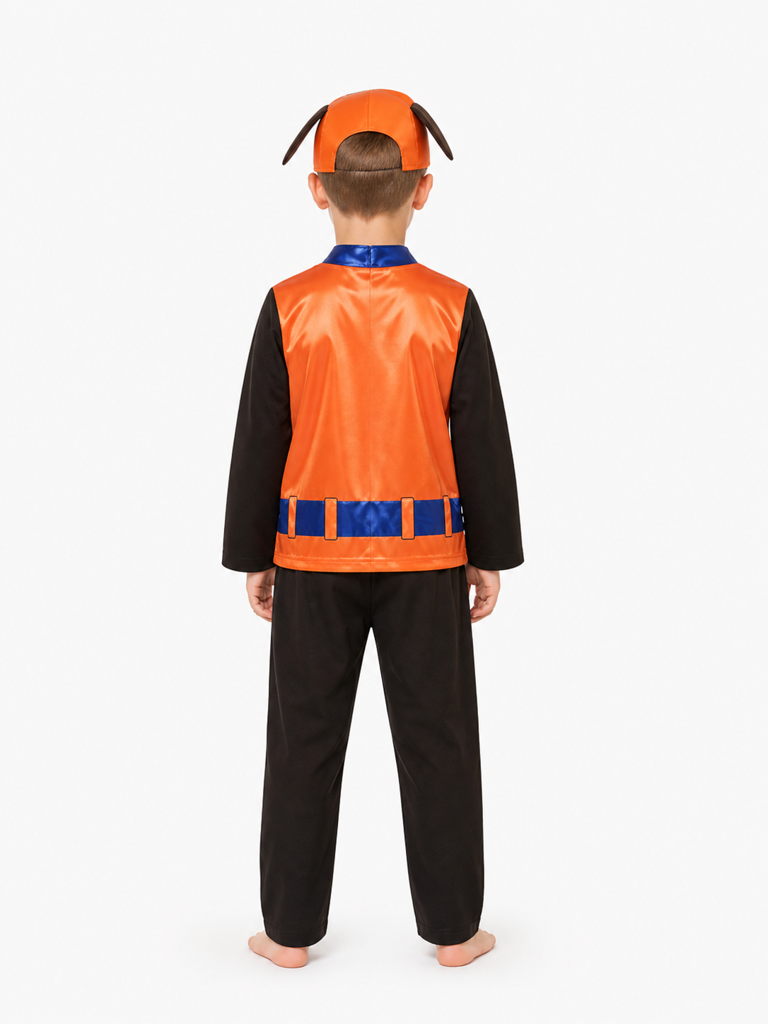 Children’s anime puppy costume with a cap and pants back view