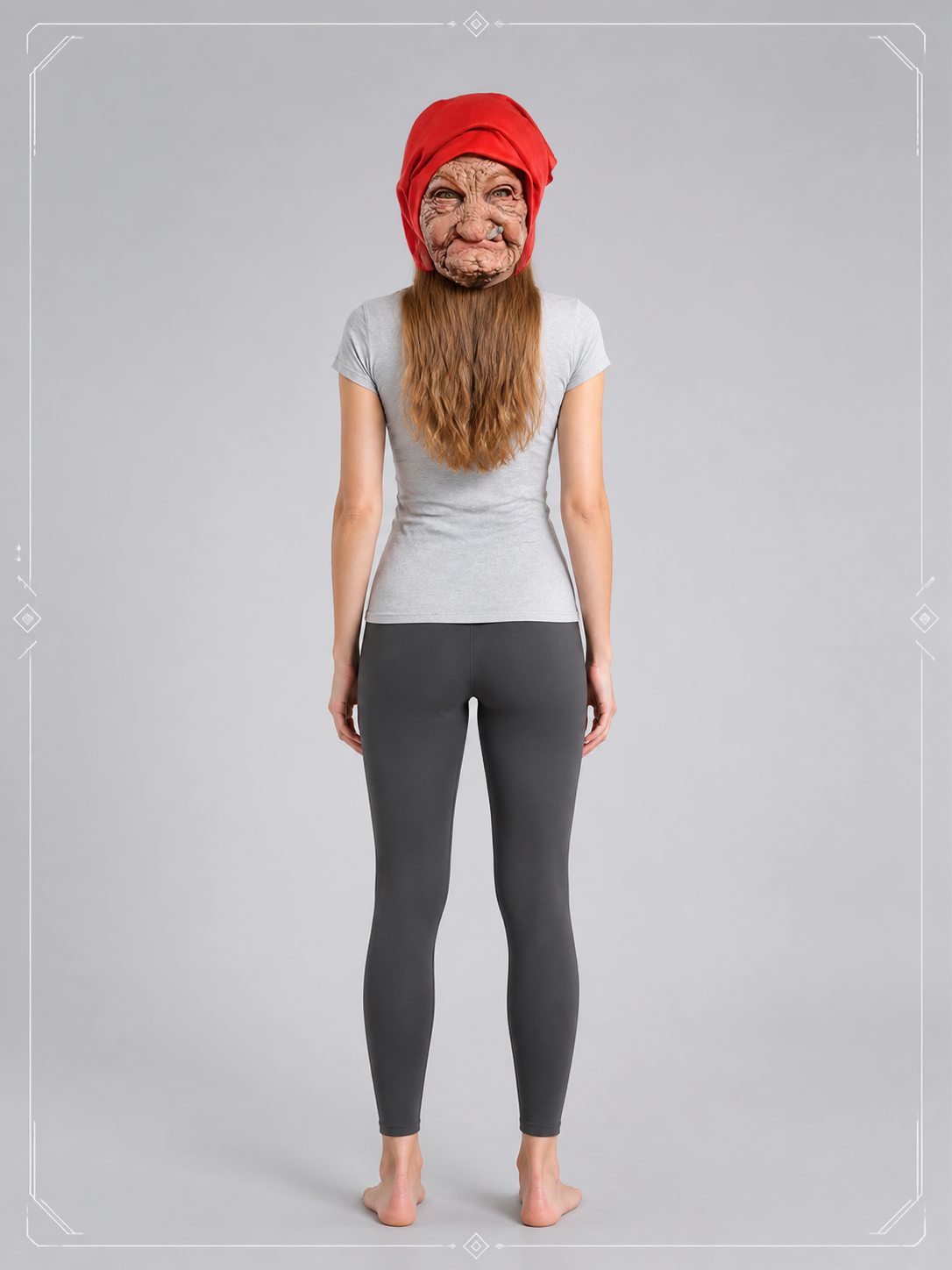 Realistic Elderly Face Carnival Mask for Halloween back view