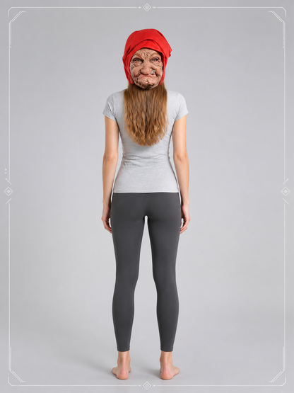 Realistic Elderly Face Carnival Mask for Halloween back view