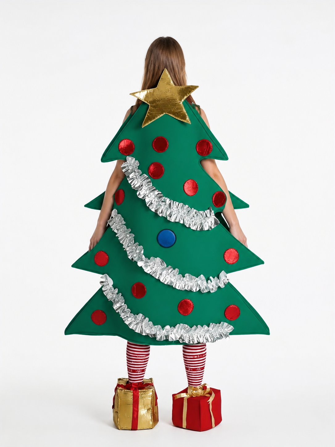 New Year's inflatable Christmas tree costume with gifts back view