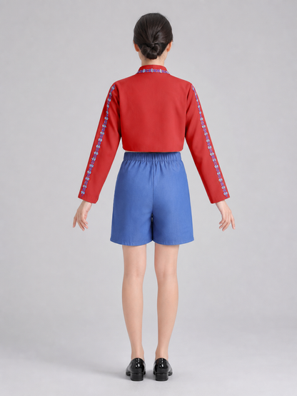Ethnic-Style Cosplay Costume with Shorts back view