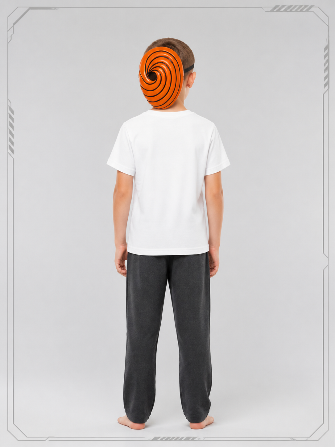 Orange Carnival Mask with Black Pattern for Halloween back view