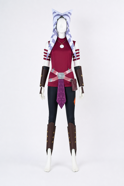 Ahsoka Cosplay Costume, Red, Set back view