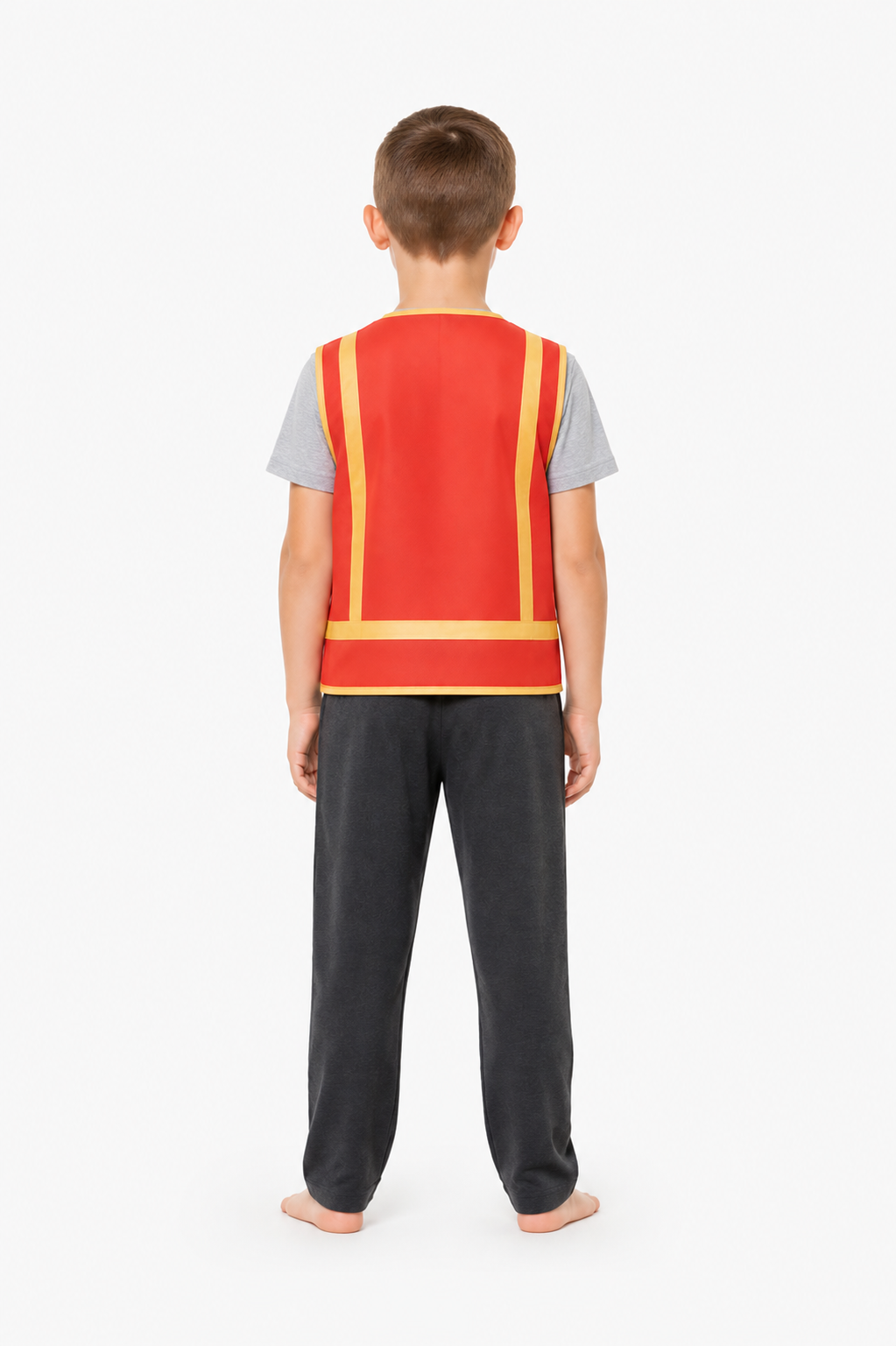 Zootopia Costume Vest, Red with Yellow Trim back view