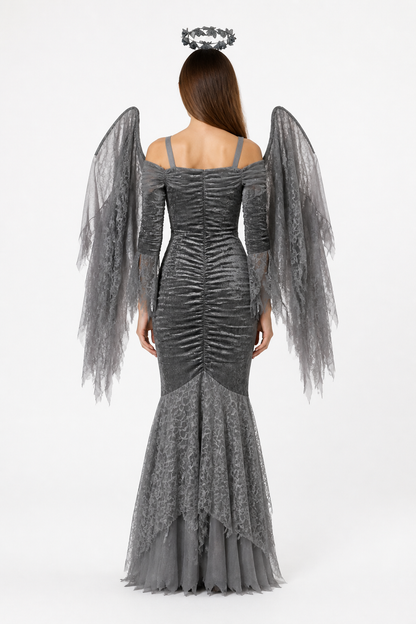 Fantasy Character Costume with Wings, Dress back view