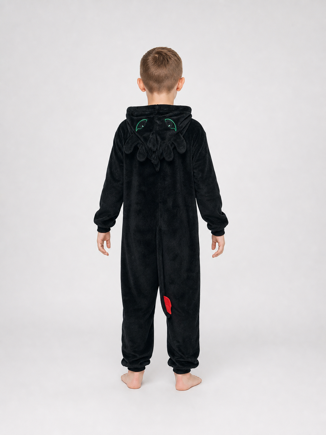 Children’s Hooded Dragon Costume, Black and Red