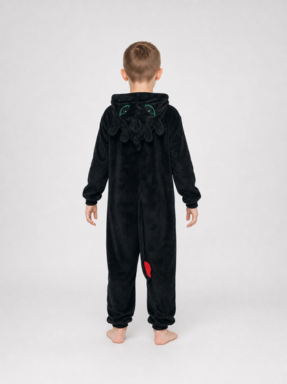 Children’s Hooded Dragon Costume, Black and Red