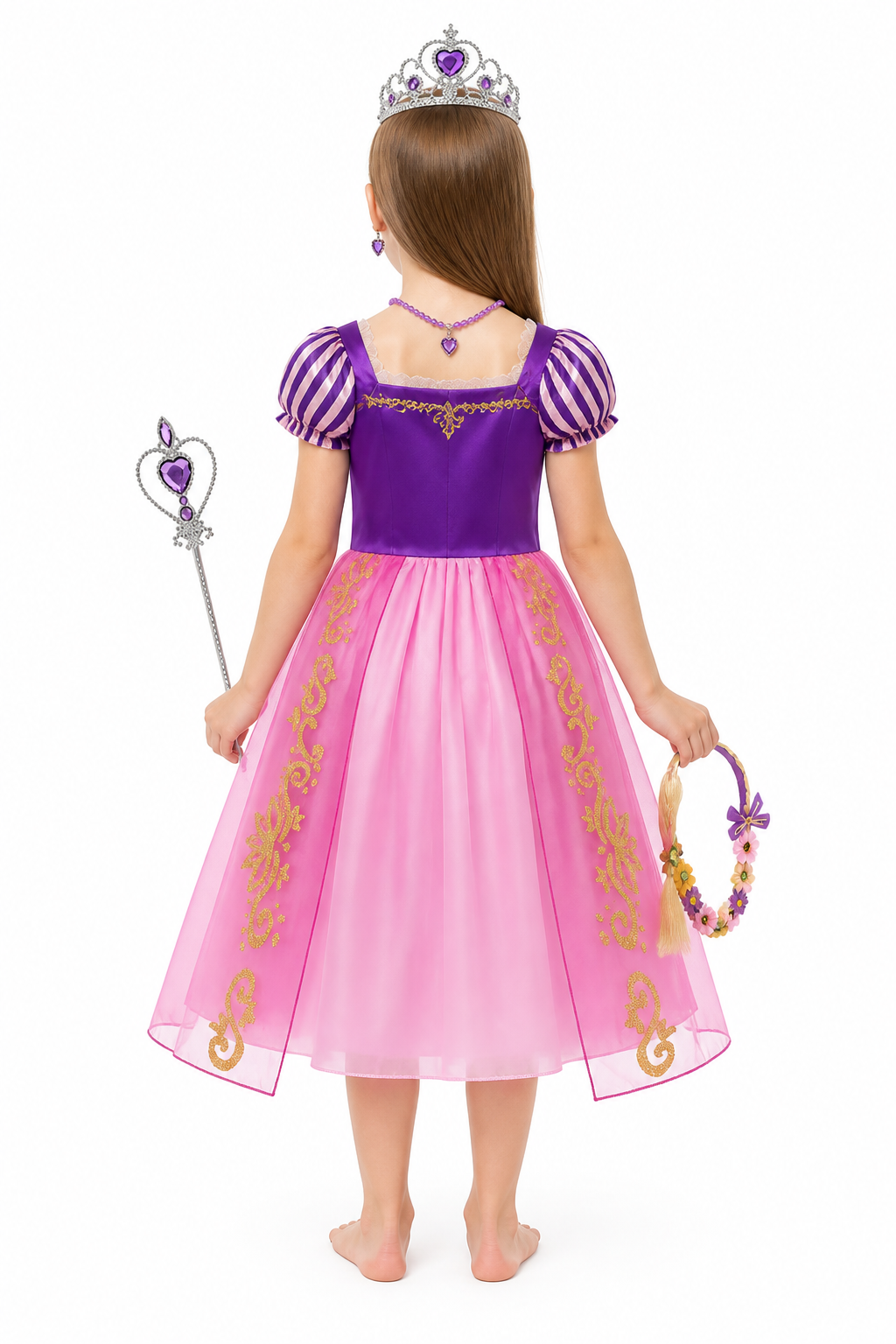 Rapunzel Dress with Accessories for Parties back view