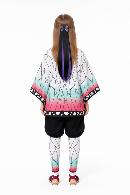 Kocho Shinobu Cosplay Costume with Cape and Wig back view