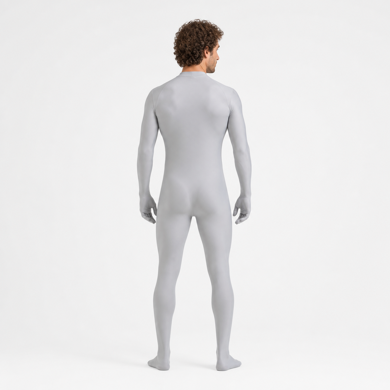 Light Gray High-Neck Dance Jumpsuit back view
