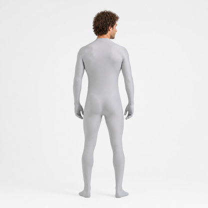 Light Gray High-Neck Dance Jumpsuit back view
