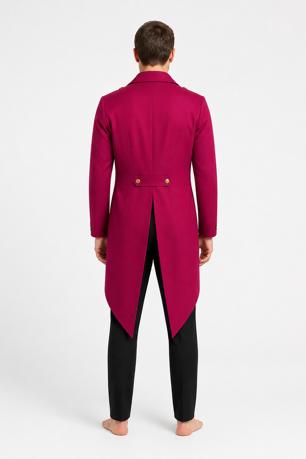 Men’s Retro-Punk Tailcoat with Gold Buttons back view