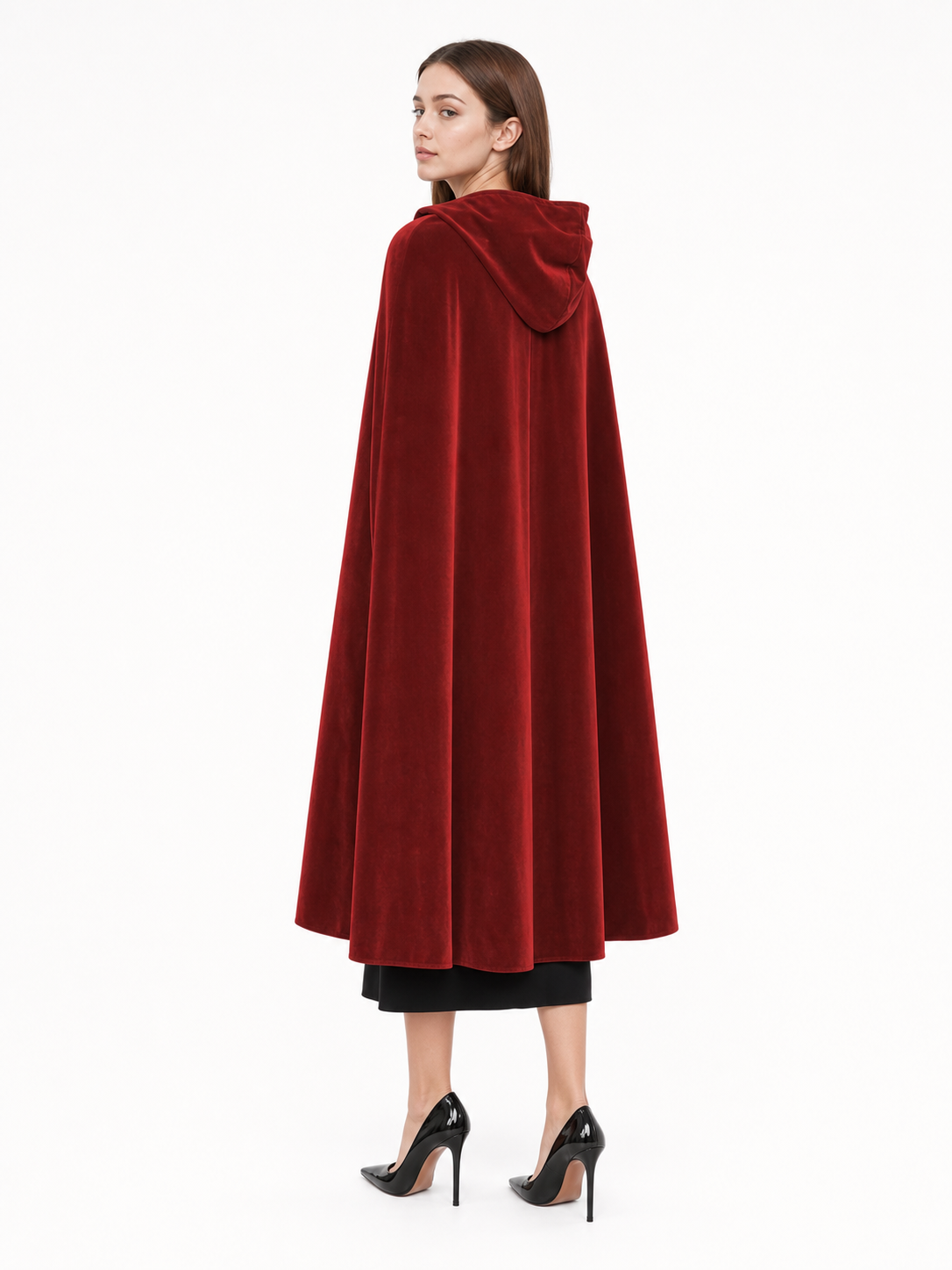 Burgundy Medieval Hooded Costume Cloak