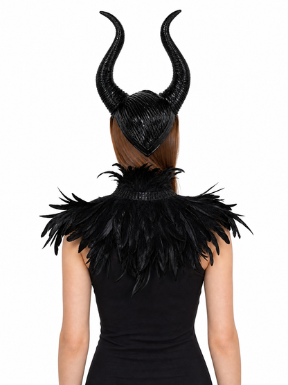 Carnival Headpiece with Black Horns back view 2