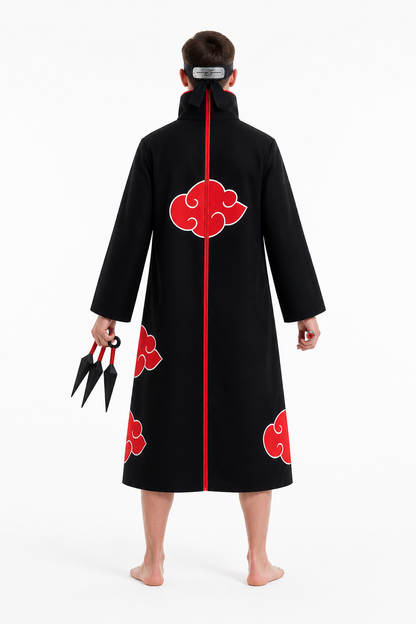 Akatsuki Costume with Red Clouds for Cosplay back view