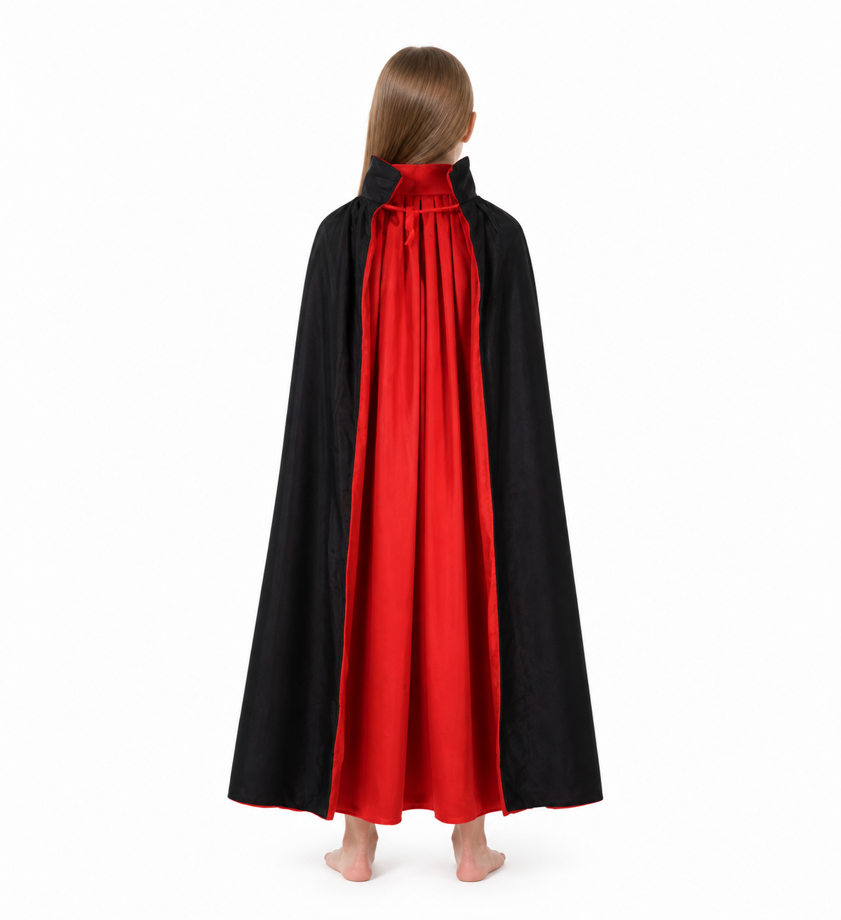 Black and Red Death Cloak with High Collar back view