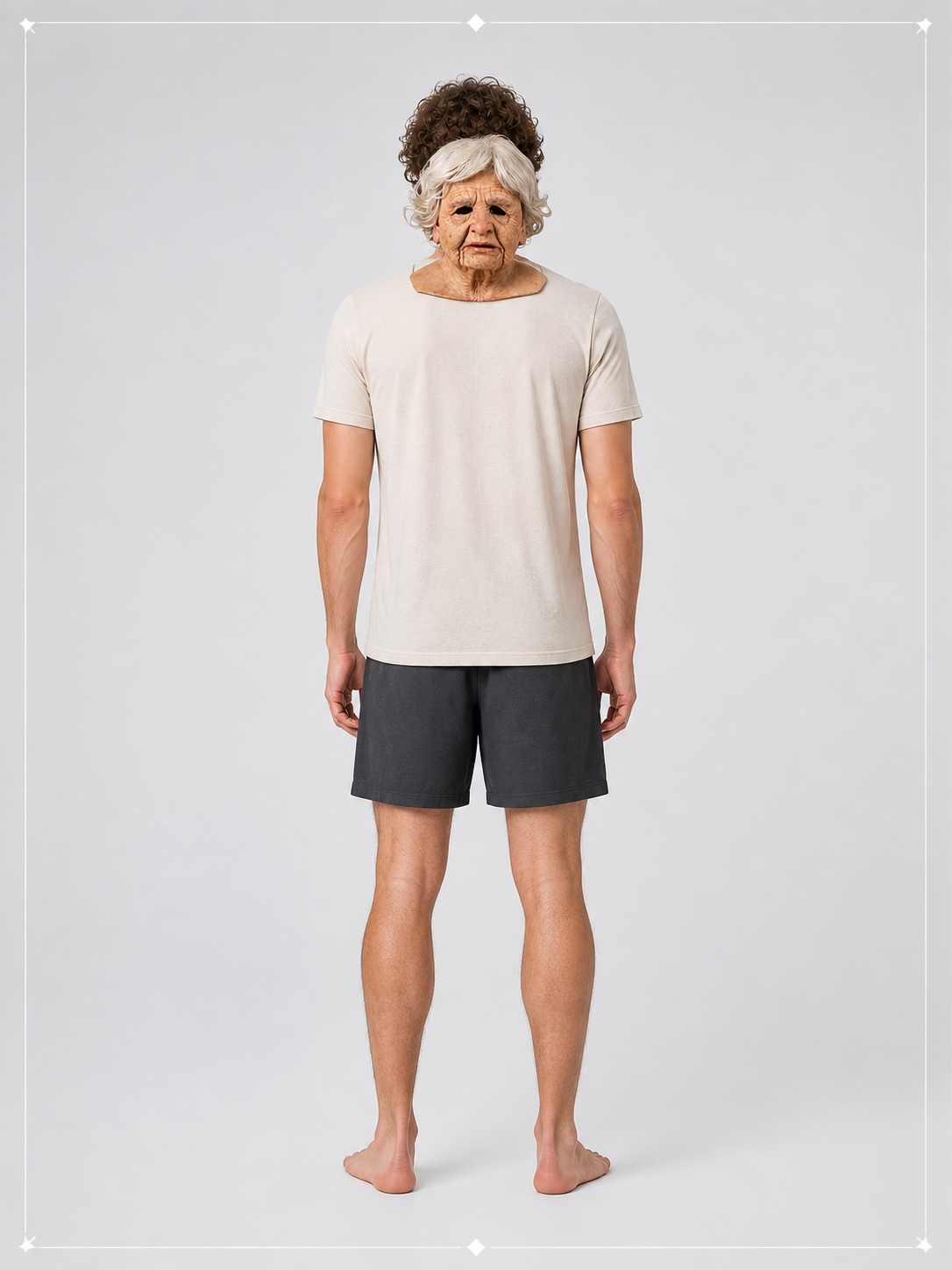 3D Halloween Carnival Mask with Gray Hair