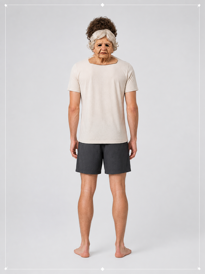 3D Halloween Carnival Mask with Gray Hair