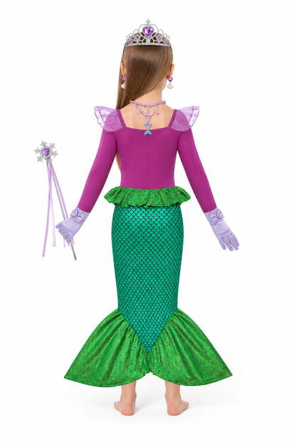 Sequin Mermaid Dress with Accessories for Girls back view