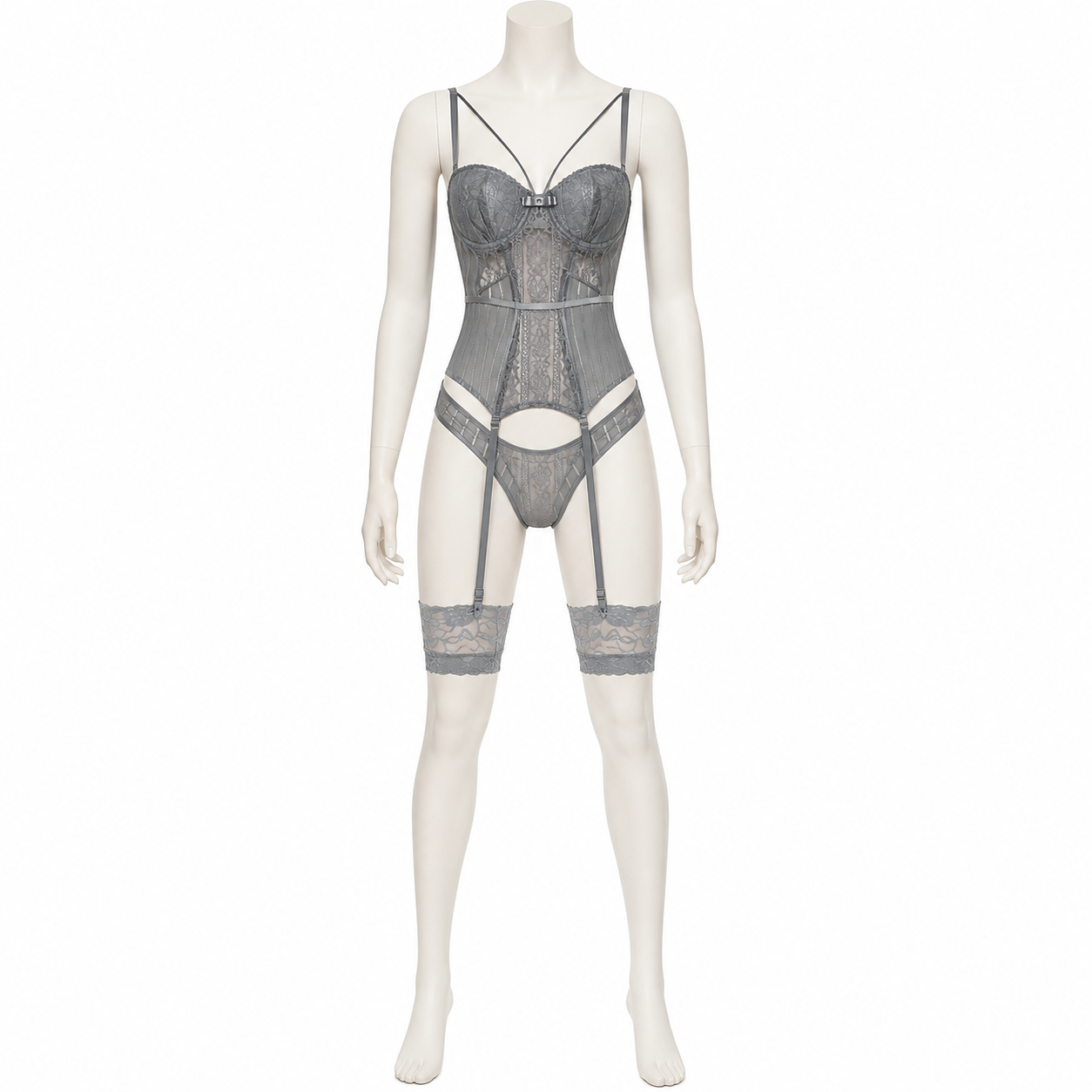 Lace Bodysuit with Straps and Belt