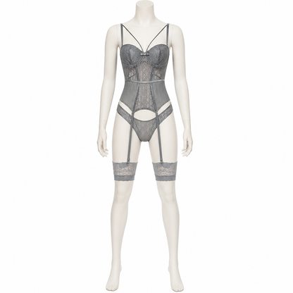 Lace Bodysuit with Straps and Belt