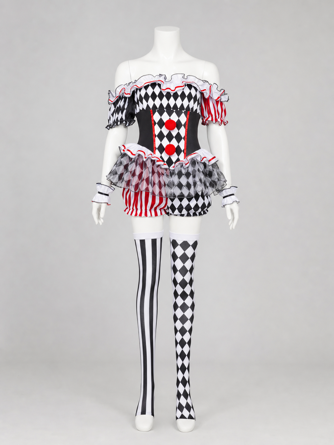 Clown Costume with Hat and Stockings