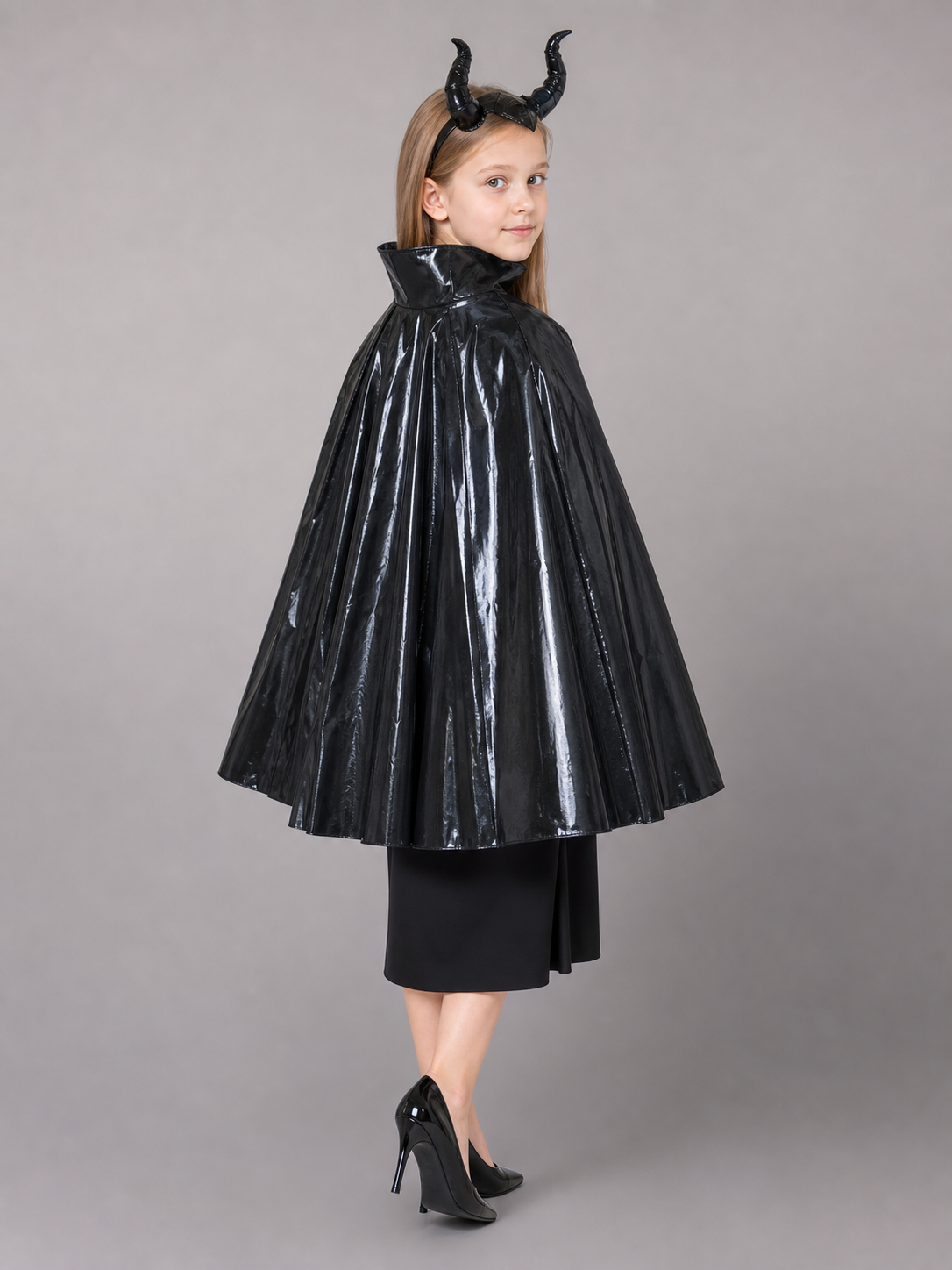 Black Carnival Cape with Horn Headband