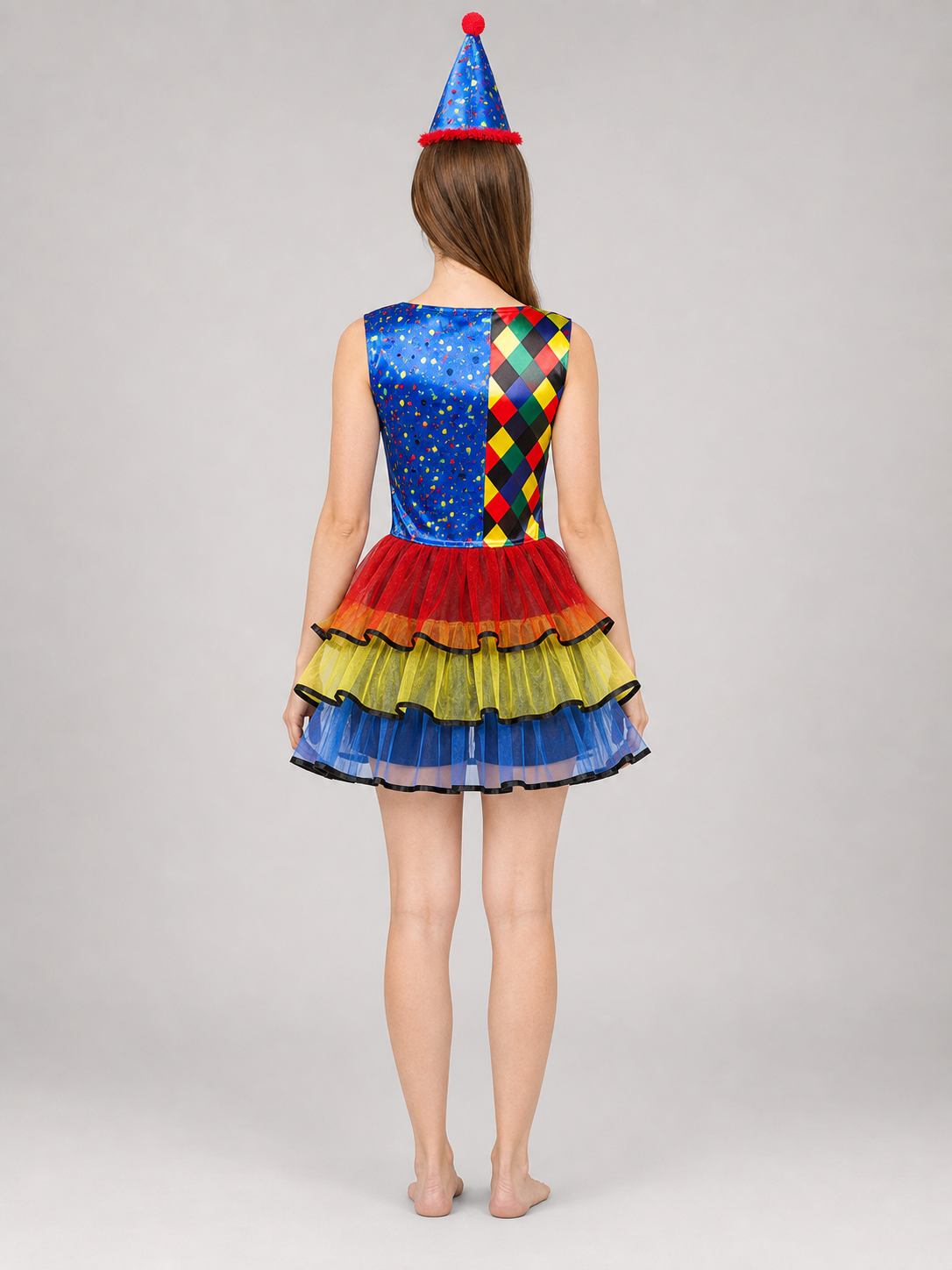 Clown Costume with Dress, Bow, and Hat