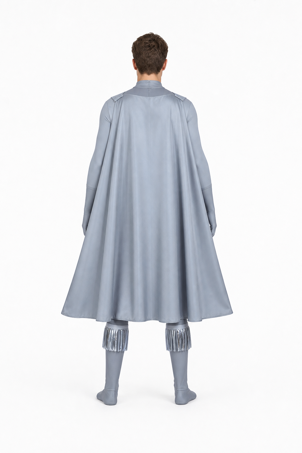 Megamind Jumpsuit with Cape, Gray-Blue back view