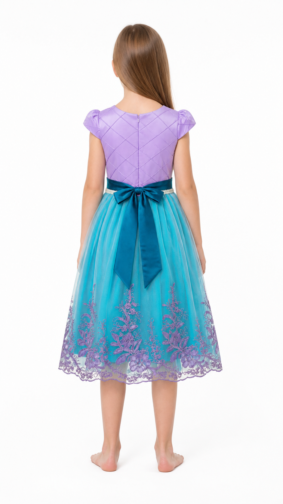 Mermaid Costume Dress with a Full Skirt and Embroidery back view