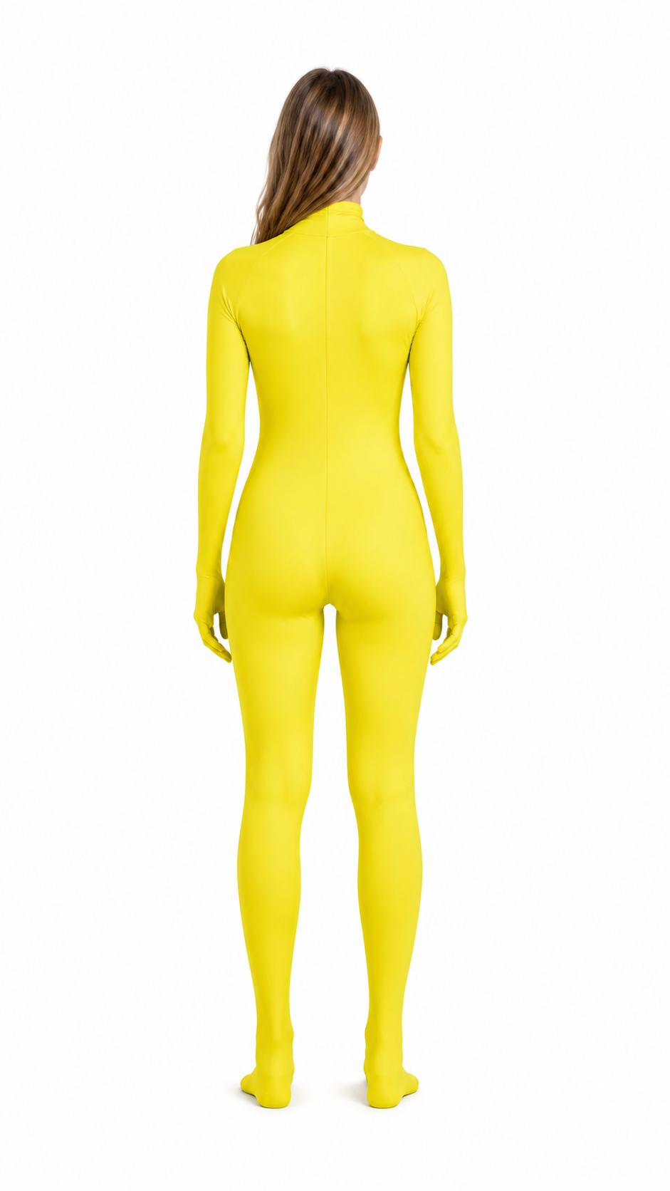 Yellow Hooded Jumpsuit with Enclosed Hands and Feet back view