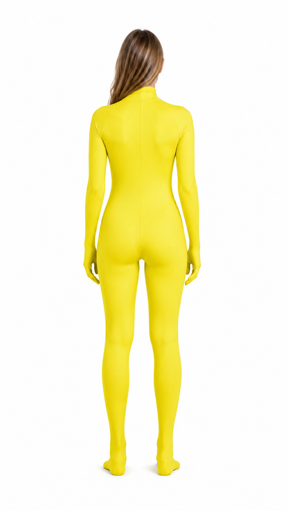 Yellow Hooded Jumpsuit with Enclosed Hands and Feet back view