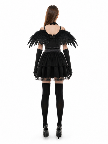 Black Cosplay Dress with a Full Skirt back view