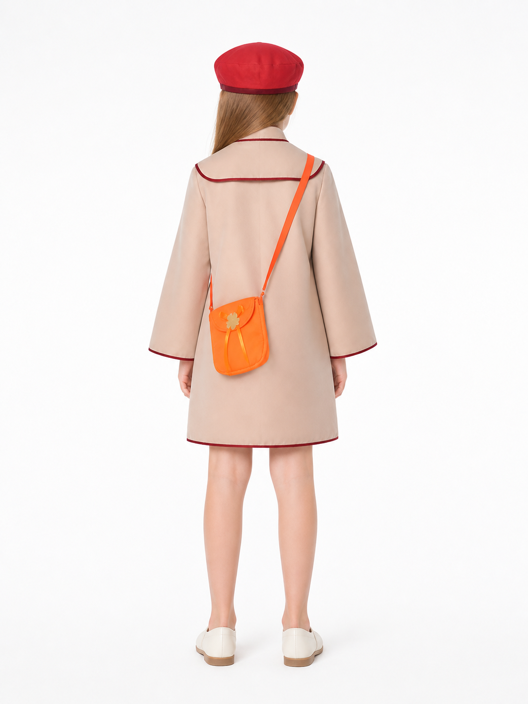 Anya Cosplay Costume: Coat, Dress, Hat, and Bag back view