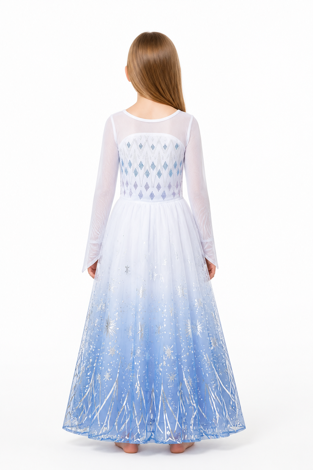 Gradient Carnival Dress with Snowflakes back view