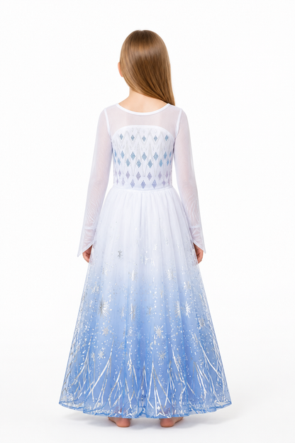Gradient Carnival Dress with Snowflakes back view