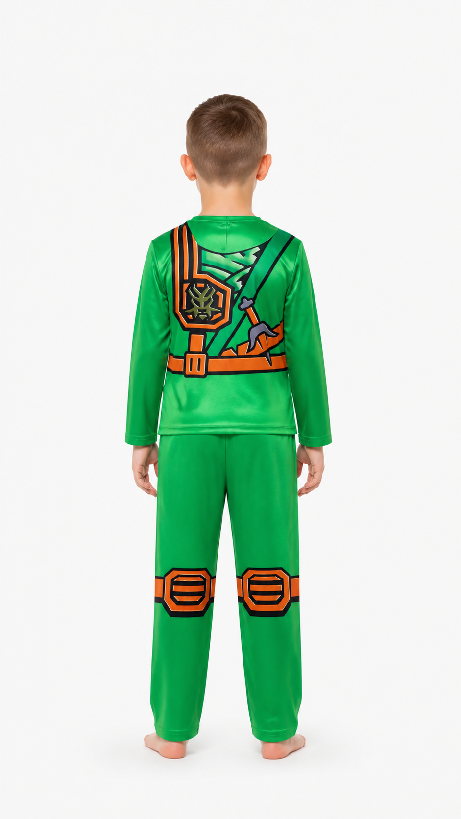 Green Ninja Costume for Children with Mask back view