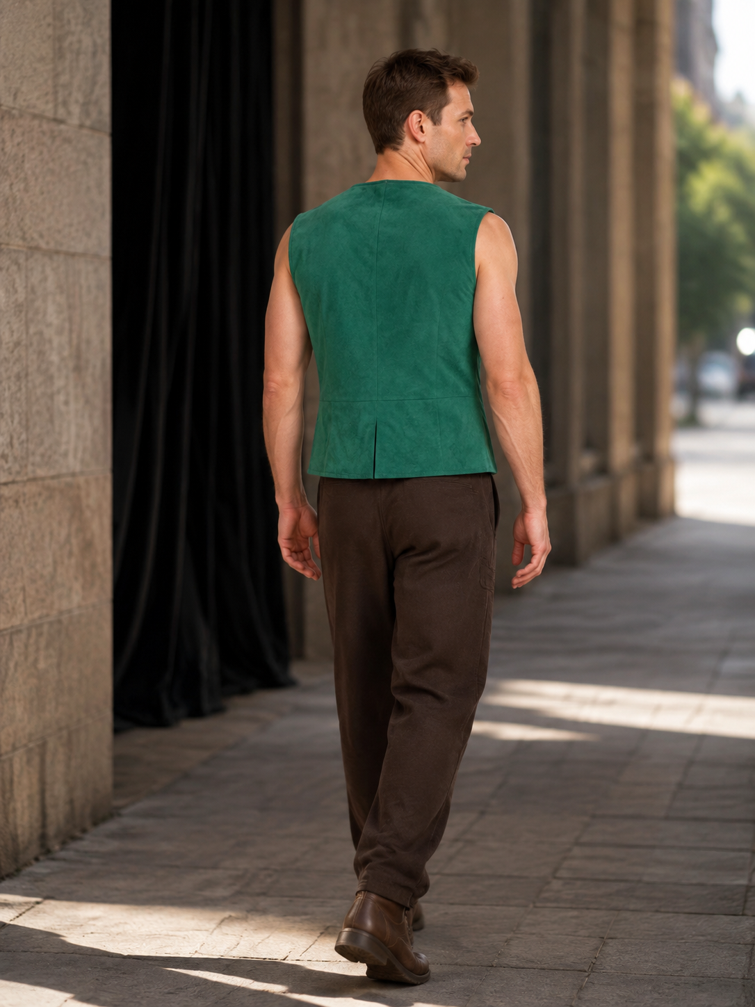 Medieval Lace-Up Vest for Stage Performances back view