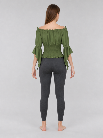 Off-the-Shoulder Blouse with Lacing