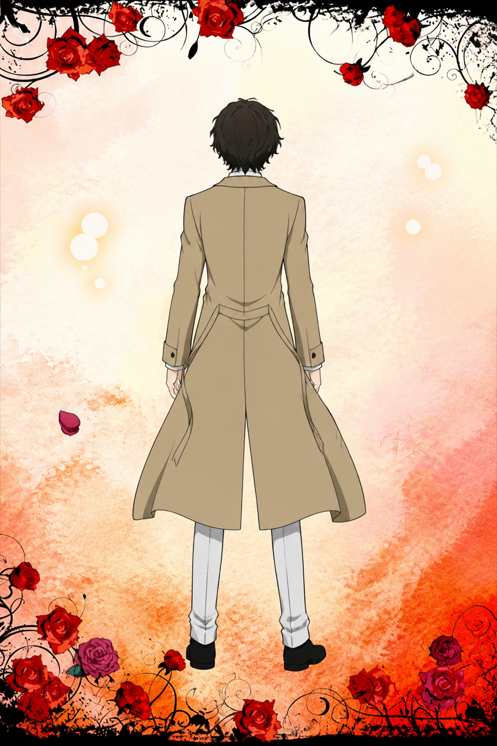 Osamu Dazai Cosplay Costume with Long Coat back view